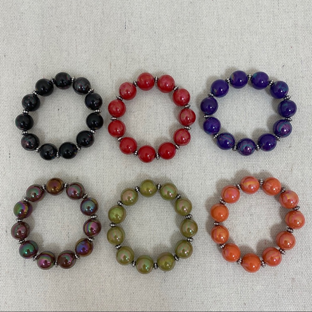 6 Beaded Bracelets - image 1